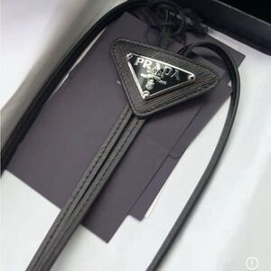 Prada Black Saffiano Leather Bolo Tie